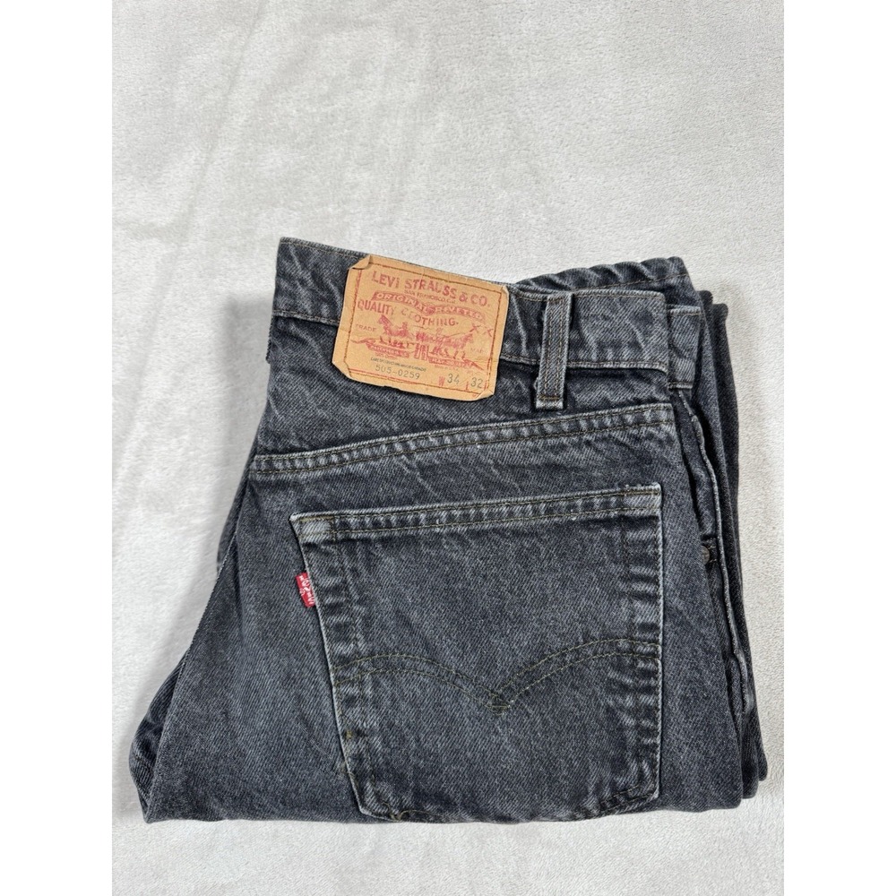 Vintage 80s Levis 505 Jeans Size 34x32 (Fit 32x30) Black MADE IN USA Rare